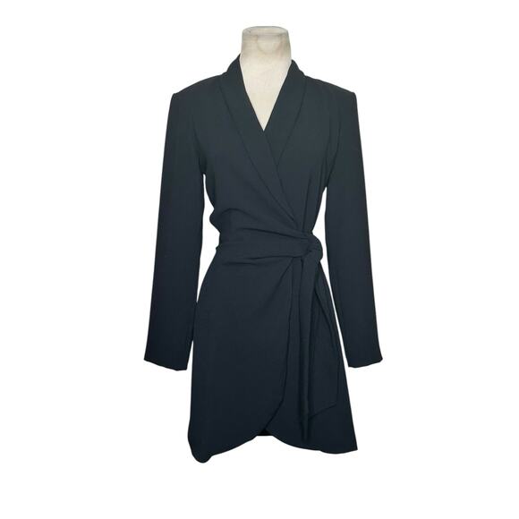 Zara black long sleeves mini wrap dress size XS - Picture 8 of 14
